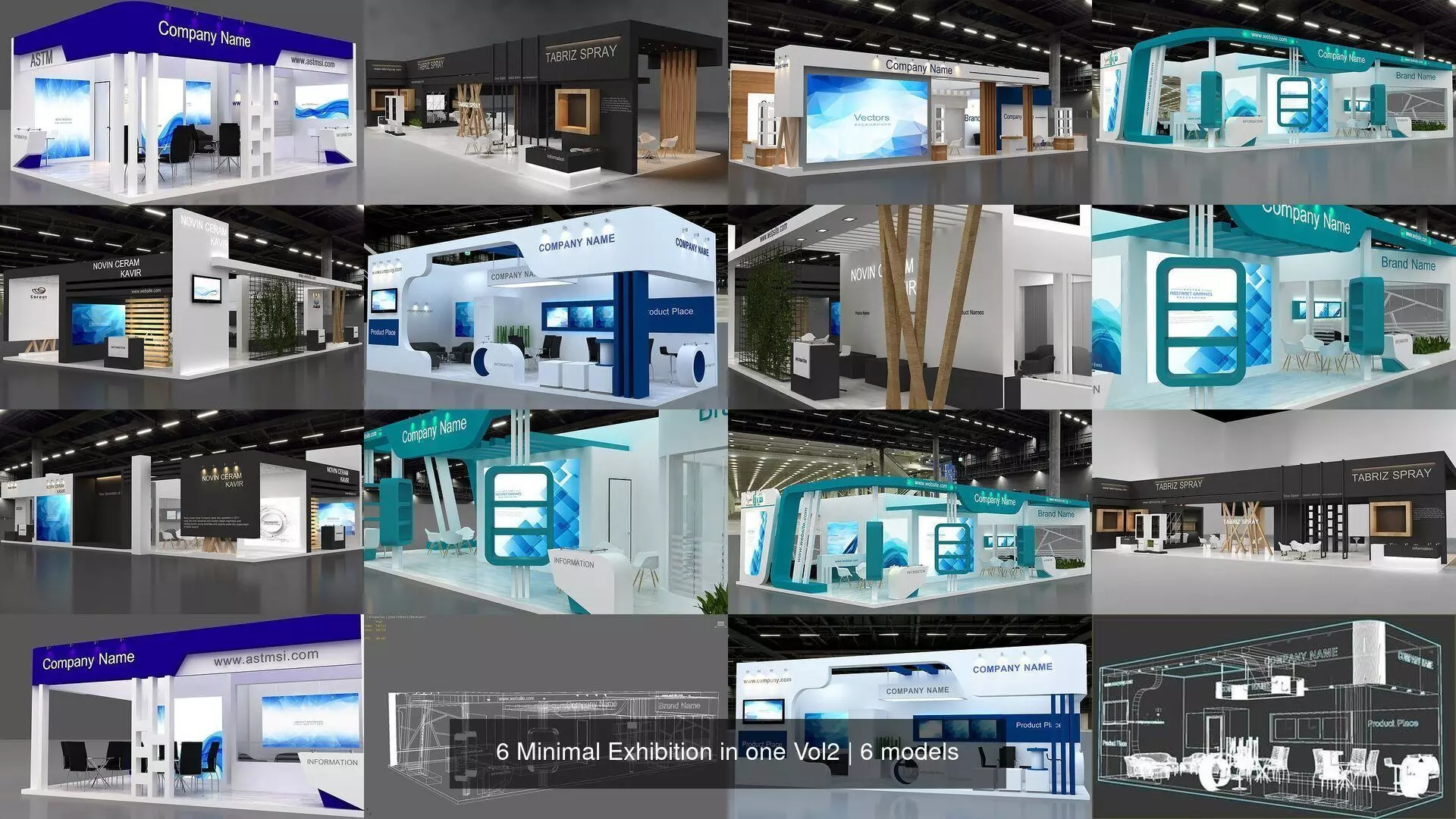 6 Minimal Exhibition in one Vol2 3D Model Collection_0