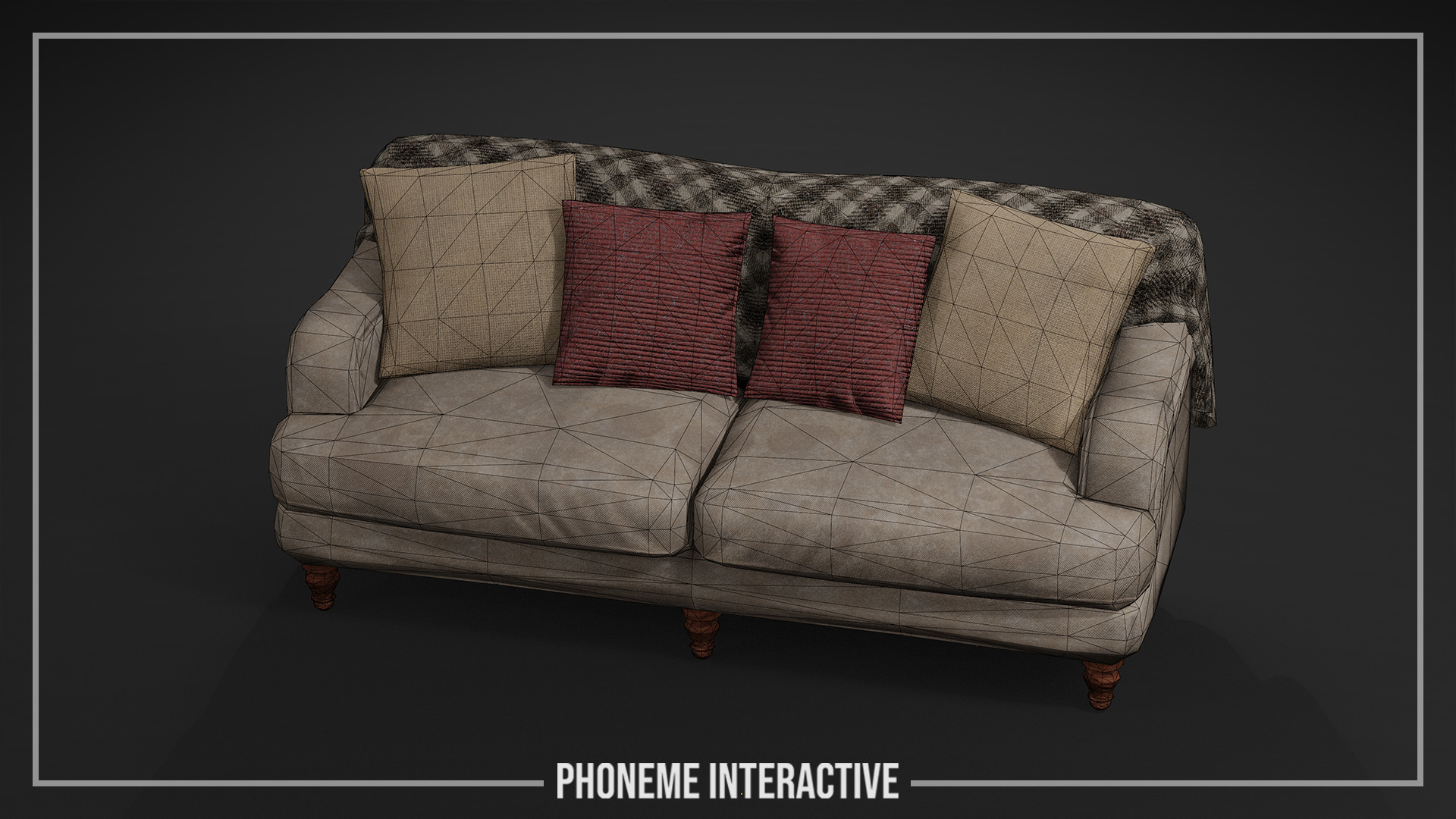 Realistic Sofa 3D Model - Game Ready PBR Textured Low-poly 3D model_3