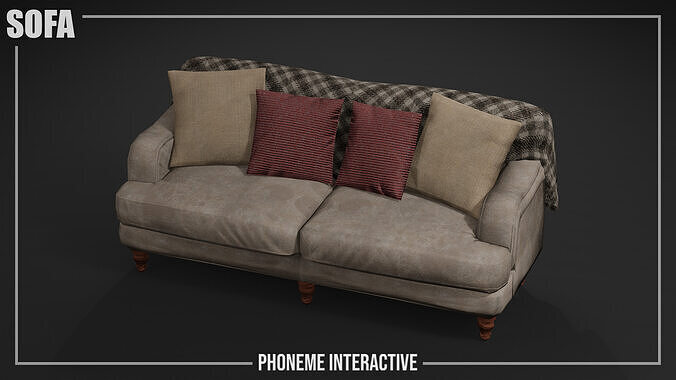 Realistic Sofa 3D Model - Game Ready PBR Textured Low-poly 3D model