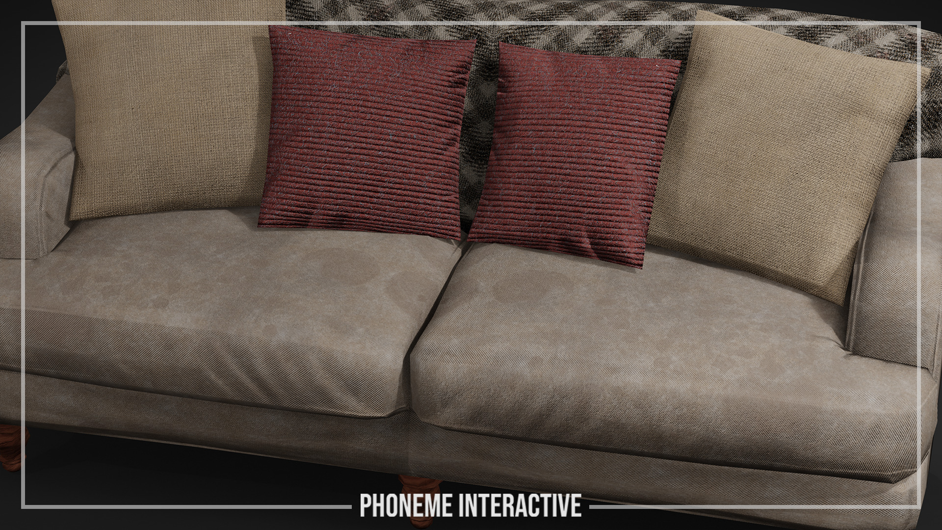Realistic Sofa 3D Model - Game Ready PBR Textured Low-poly 3D model_2
