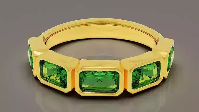 Half eternity bezel set radiant shape diamond ring