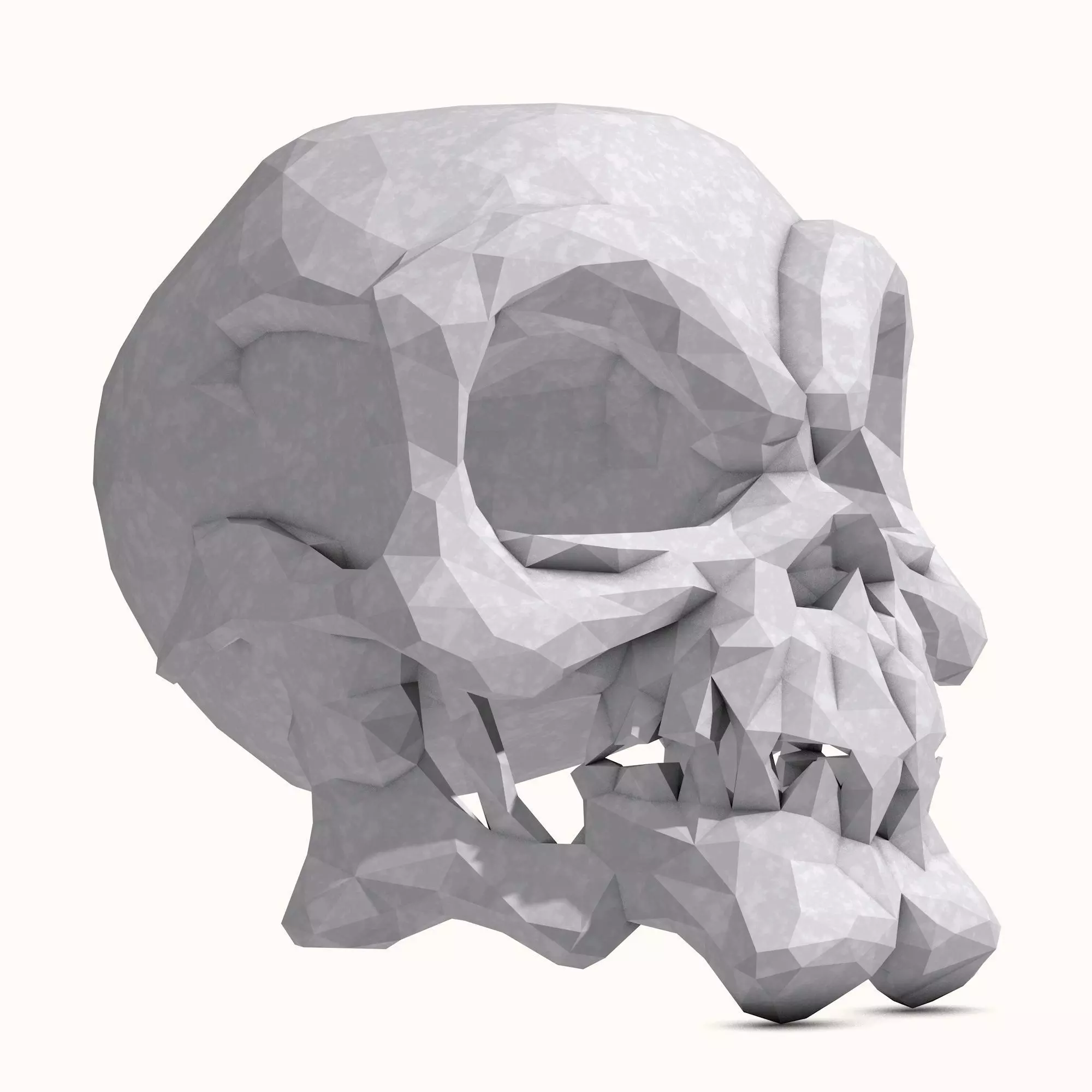 Stylized Skull Low Poly 3D print model_0