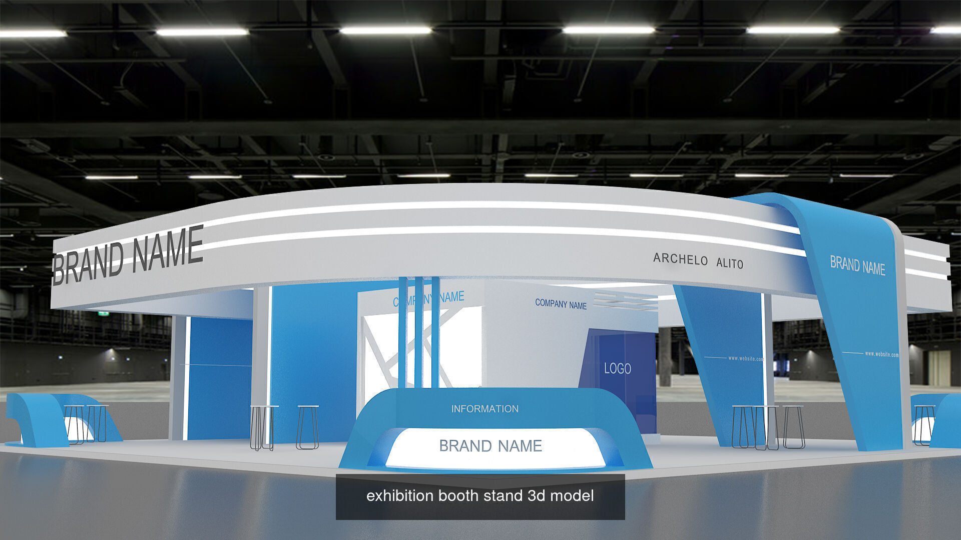 12 curve Exhibition booth 3D 3D Model Collection_10