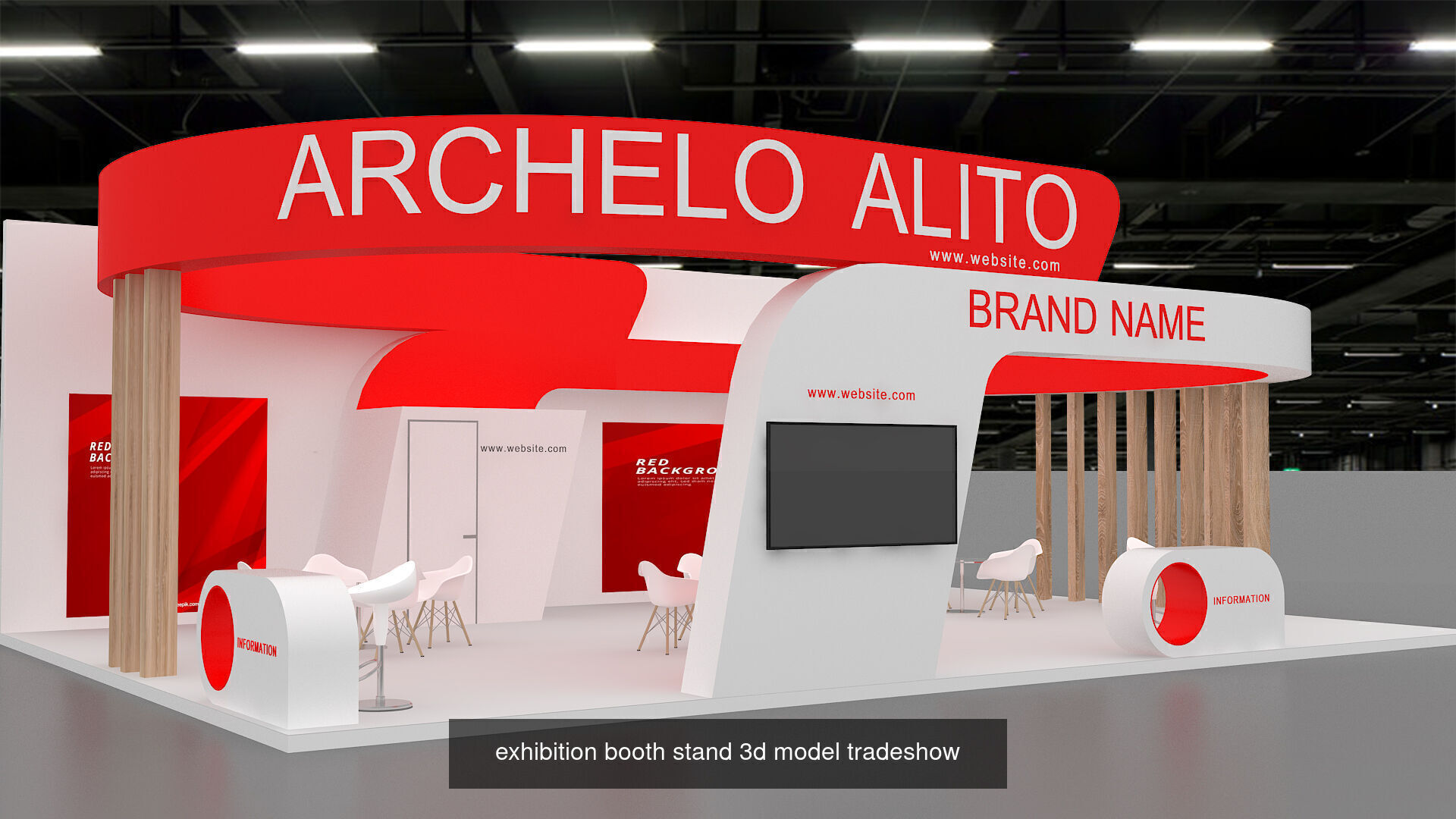 12 curve Exhibition booth 3D 3D Model Collection_13