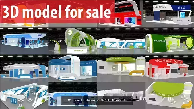 12 curve Exhibition booth 3D 3D Model Collection