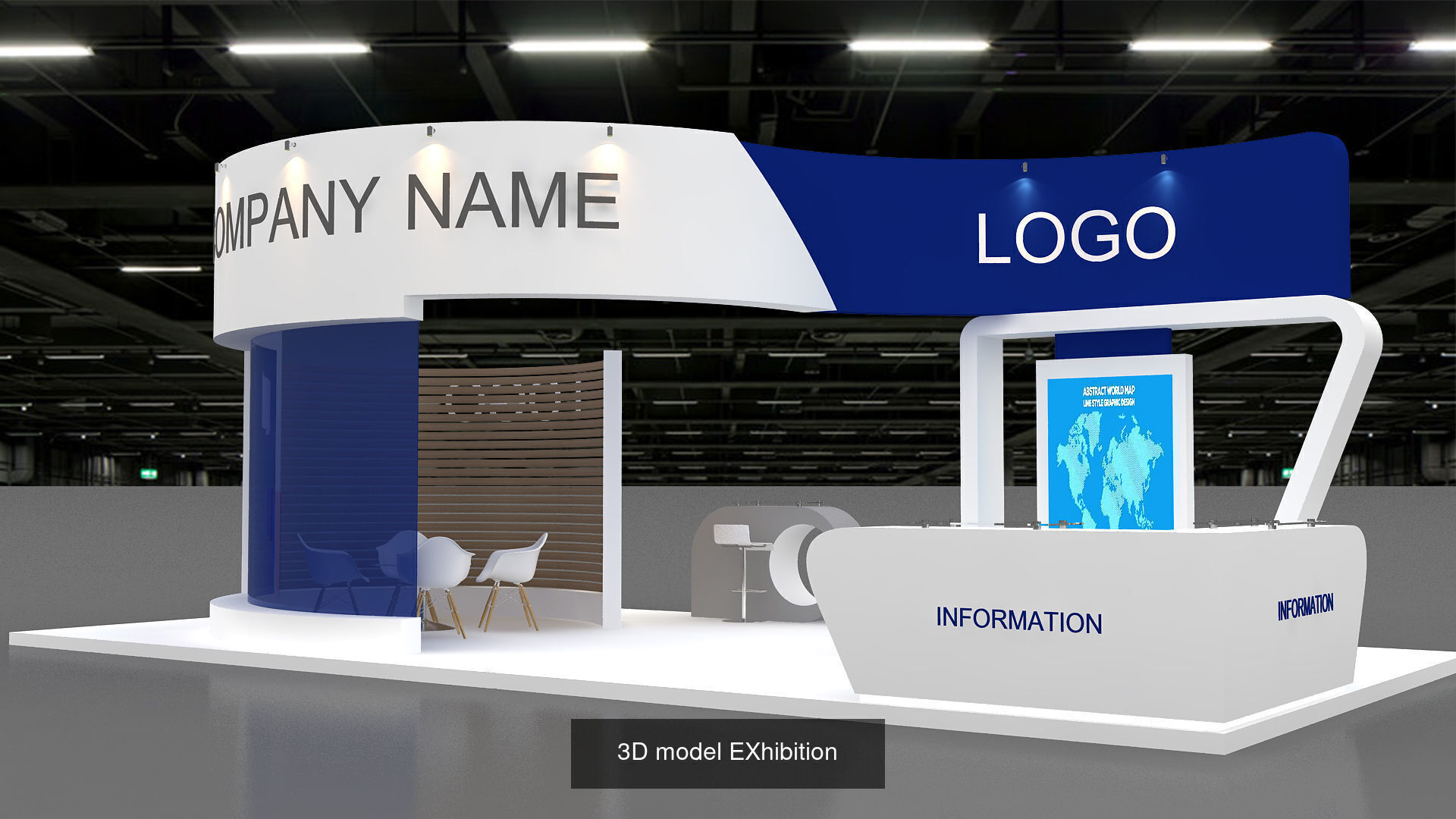 12 curve Exhibition booth 3D 3D Model Collection_5
