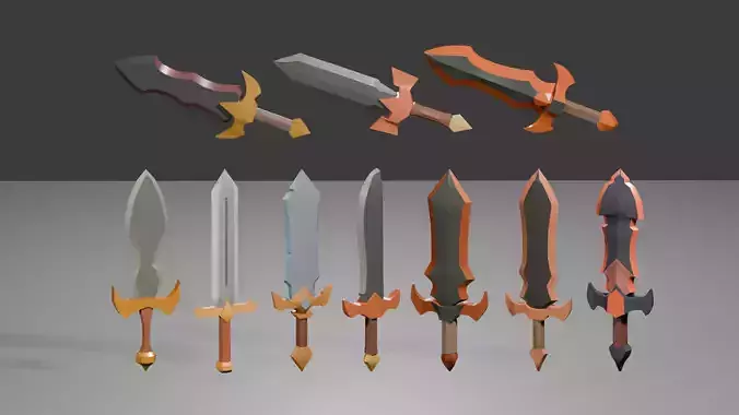 10 Stylized Swords  Low Poly Weapons for Games