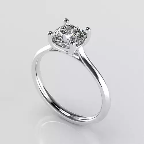 Classic Shoulder Solitaire Ring - Cushion 6 mm - 100 ct points