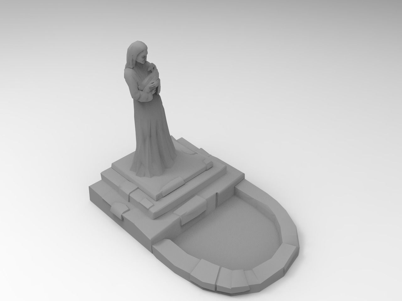 Shrine Lady With Goose Low-poly 3D model_9