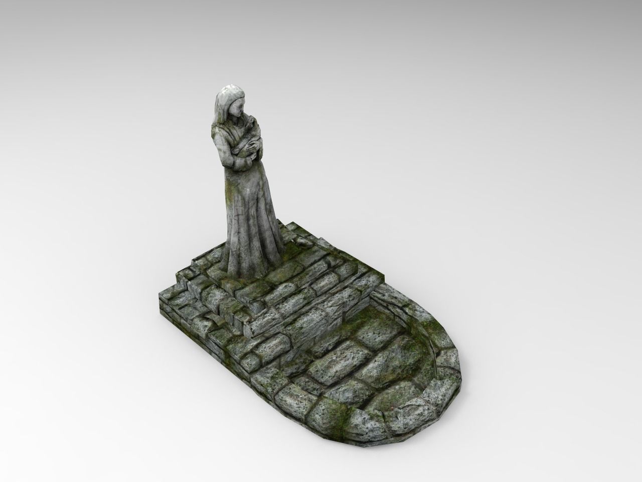 Shrine Lady With Goose Low-poly 3D model_0