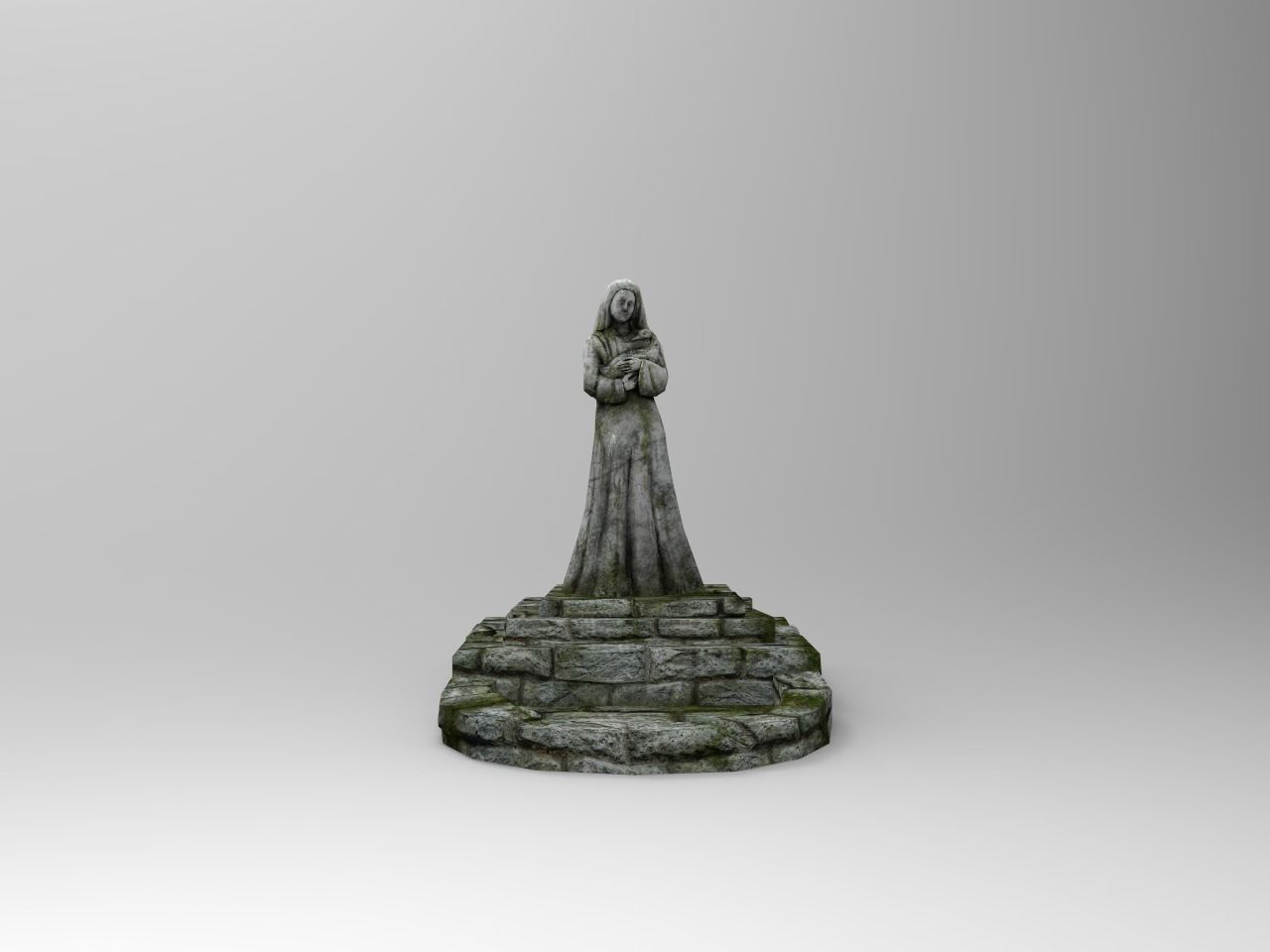 Shrine Lady With Goose Low-poly 3D model_2