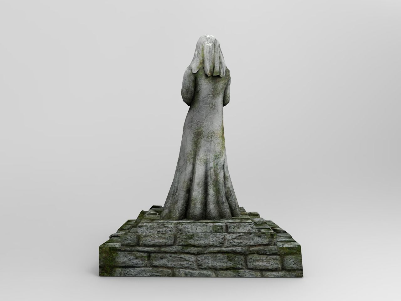 Shrine Lady With Goose Low-poly 3D model_1