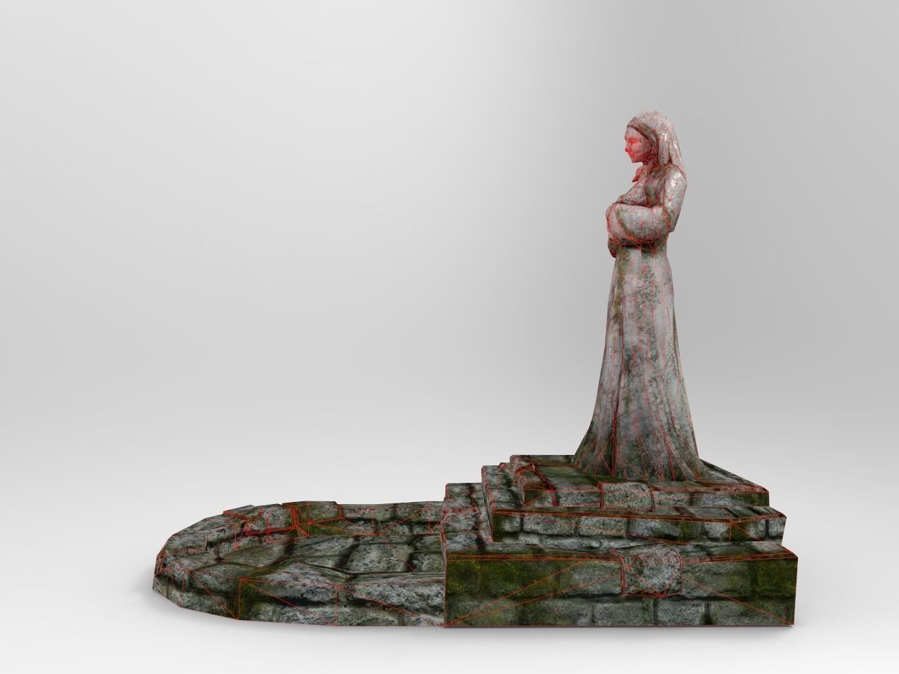Shrine Lady With Goose Low-poly 3D model_8
