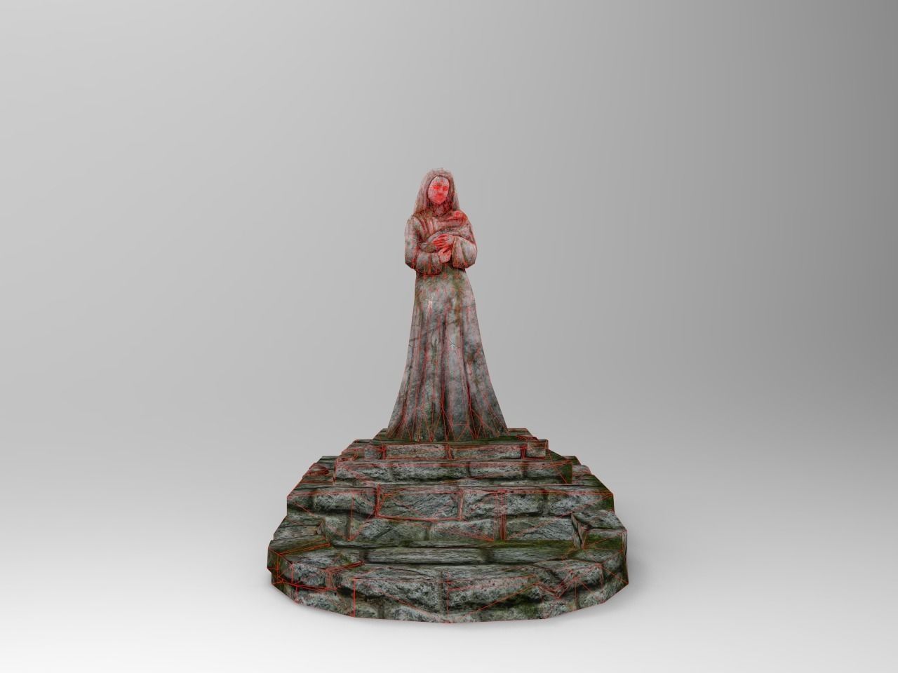 Shrine Lady With Goose Low-poly 3D model_6