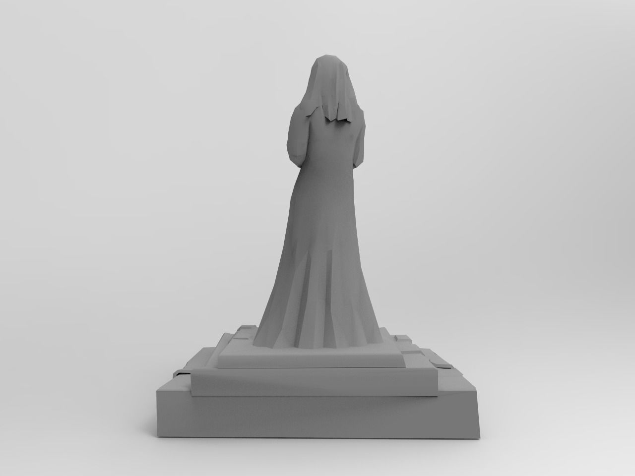 Shrine Lady With Goose Low-poly 3D model_13