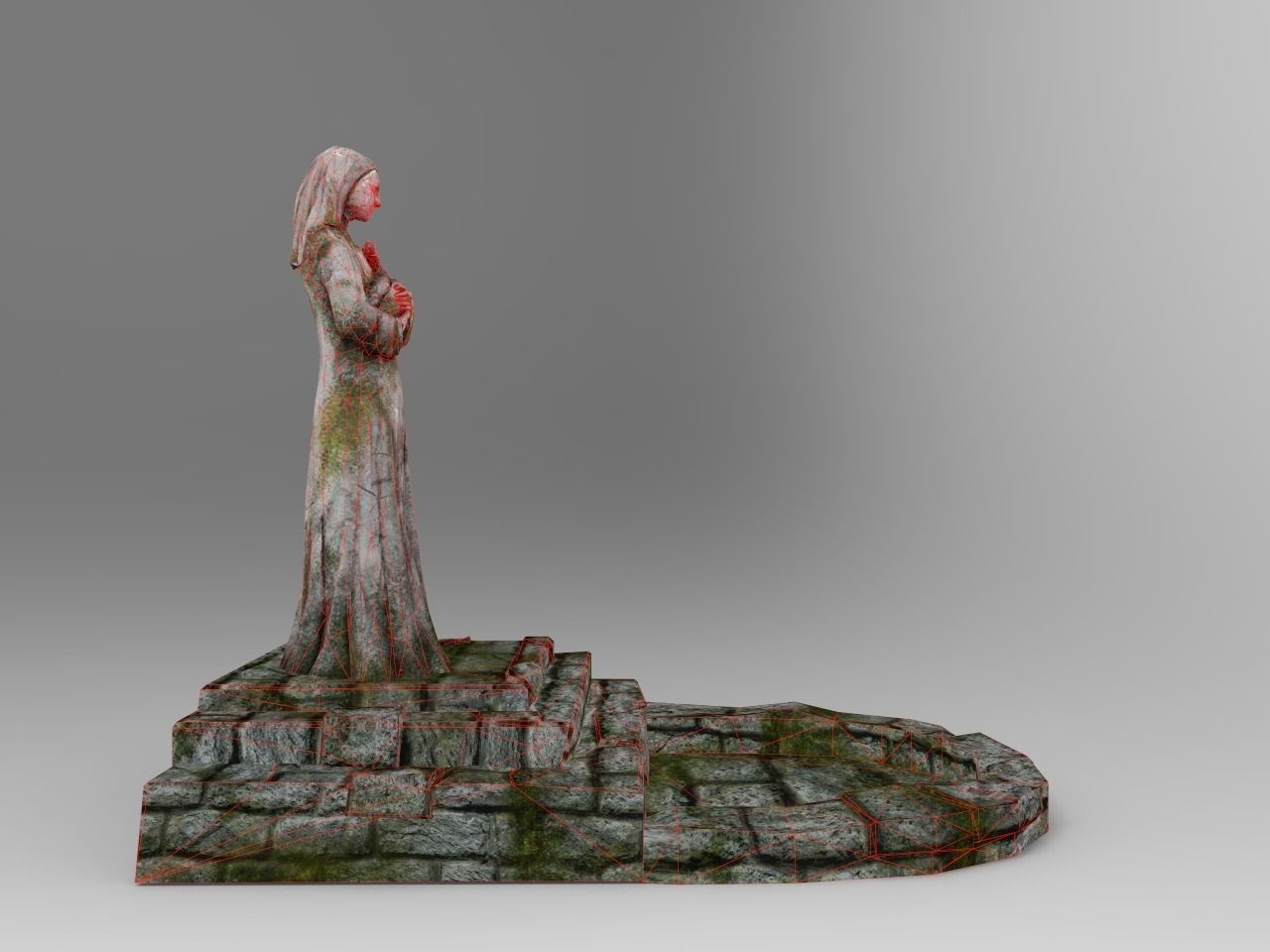 Shrine Lady With Goose Low-poly 3D model_11