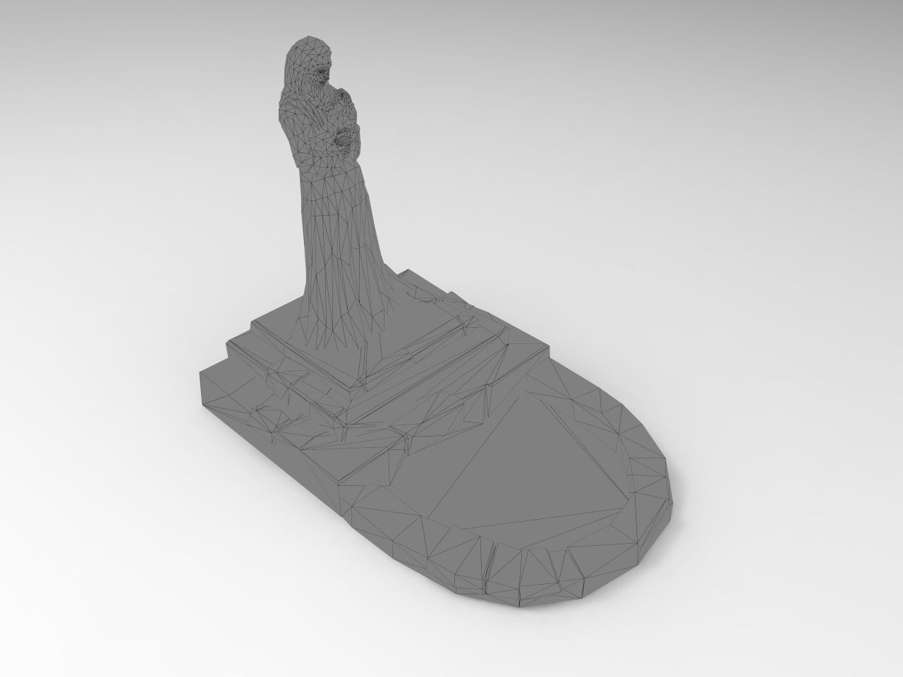 Shrine Lady With Goose Low-poly 3D model_16