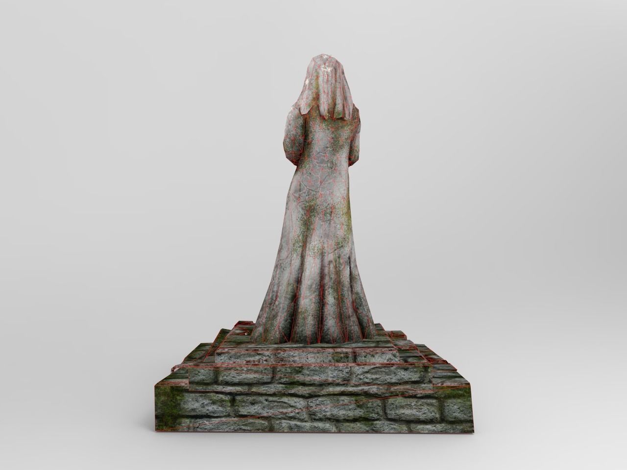 Shrine Lady With Goose Low-poly 3D model_7