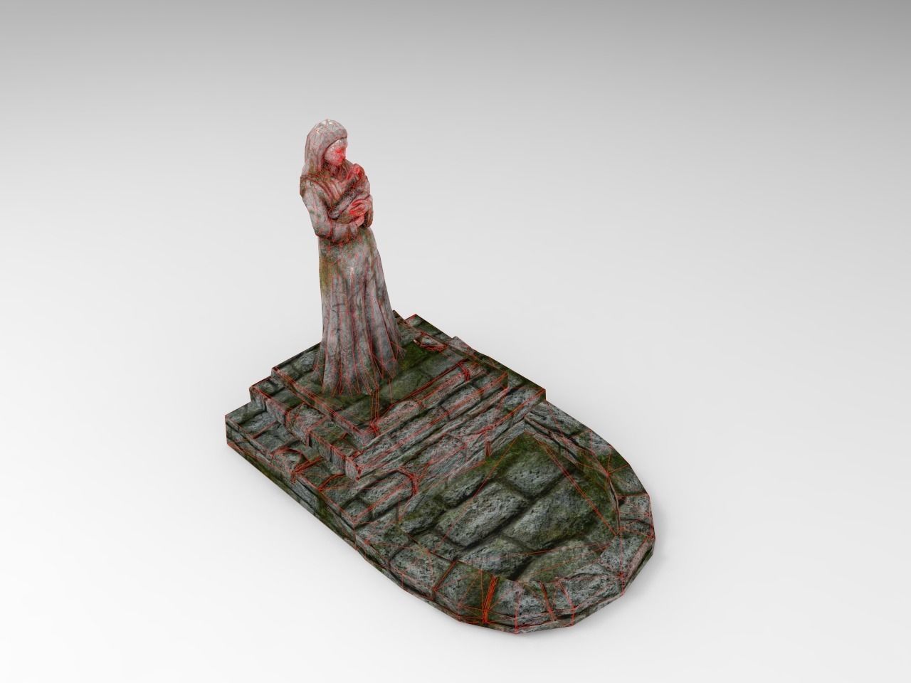 Shrine Lady With Goose Low-poly 3D model_3