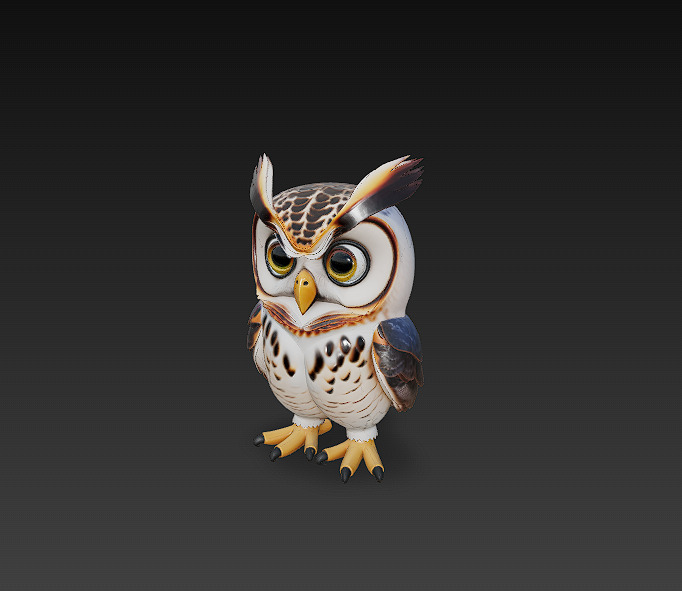 Owl 3D Model Basic - Low Poly Simple  Low-poly 3D model_1