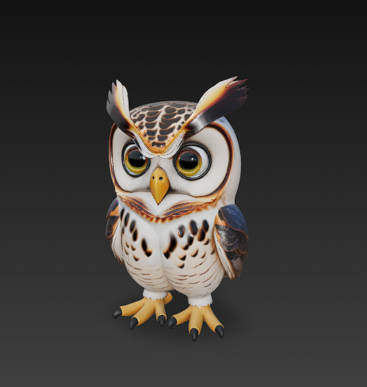 Owl 3D Model Basic - Low Poly Simple  Low-poly 3D model_2