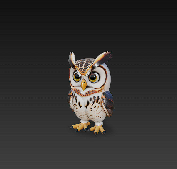 Owl 3D Model Basic - Low Poly Simple  Low-poly 3D model_5