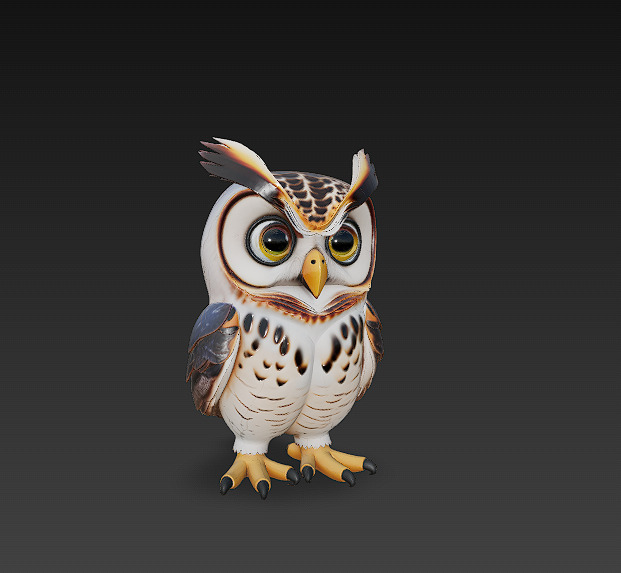 Owl 3D Model Basic - Low Poly Simple  Low-poly 3D model_4