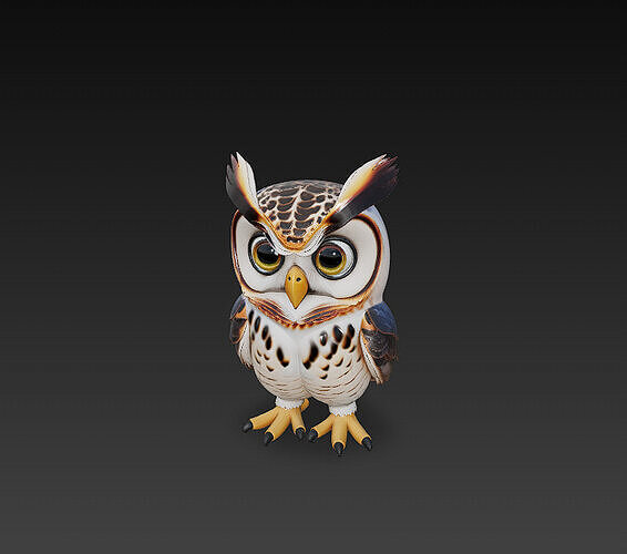 Owl 3D Model Basic - Low Poly Simple  Low-poly 3D model