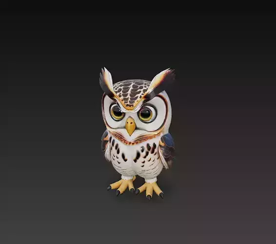 Owl 3D Model Basic - Low Poly Simple 