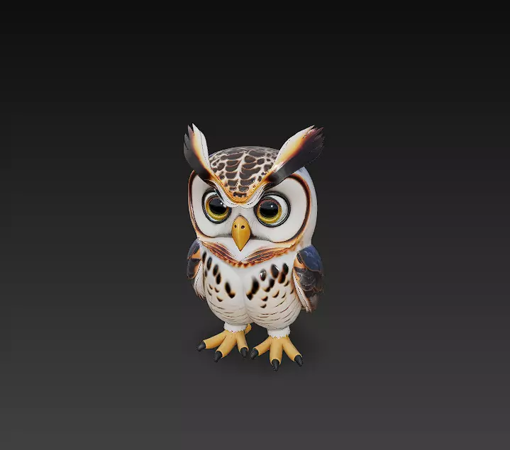 Owl 3D Model Basic - Low Poly Simple  Low-poly 3D model_0
