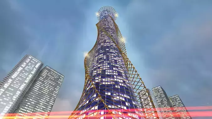 Sky Scraper Exterior 3D Model Low-poly 3D model
