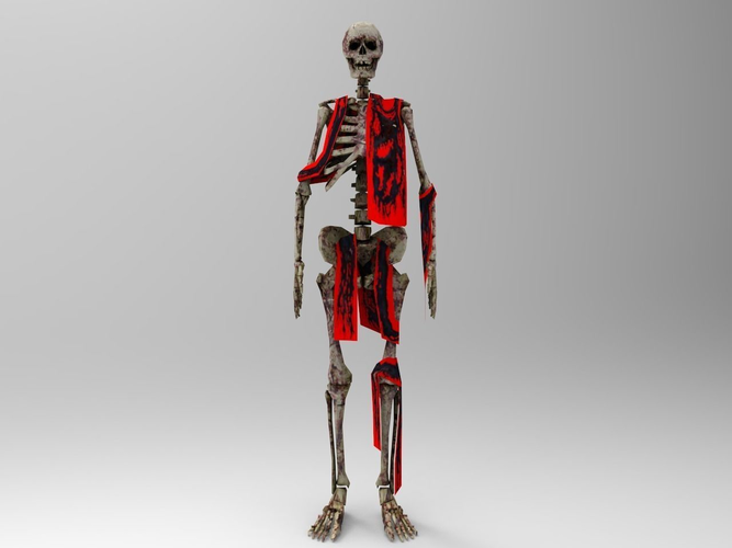 Skeleton with scarf Low-poly 3D model