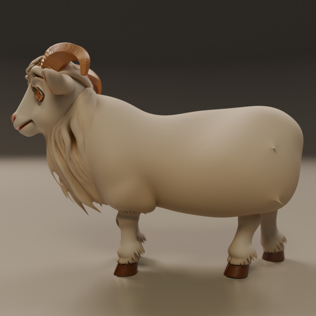 mini goat 3D print model_2