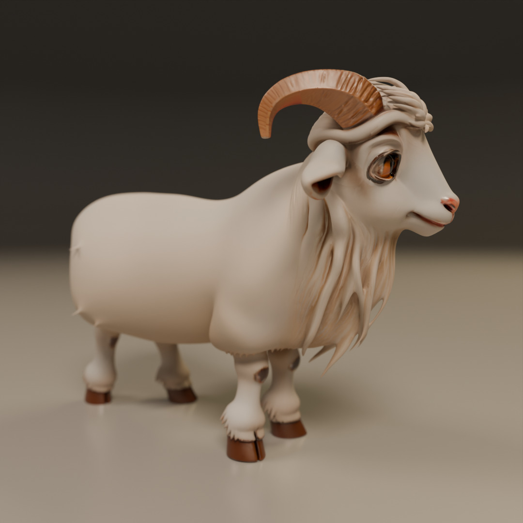 mini goat 3D print model_4