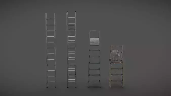 Model On Ladder 3D model Ladders 04-07 VR / AR / low-poly | CGTrader
