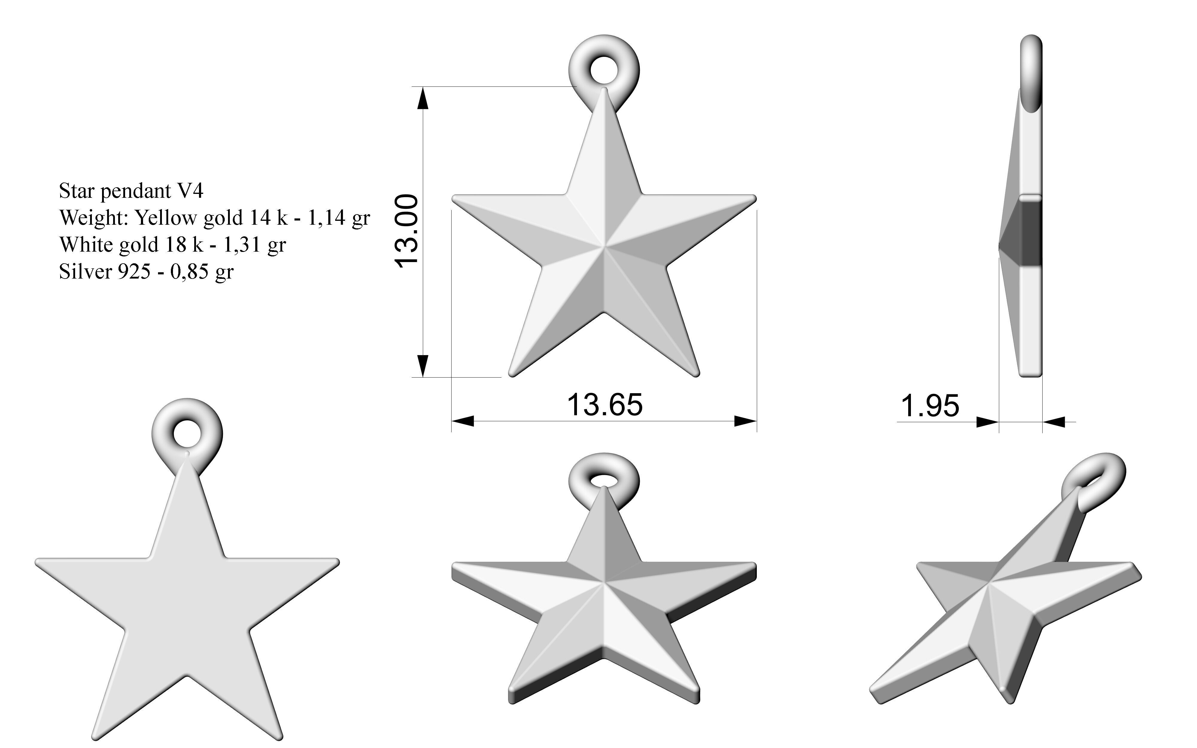 Star pendant V4 3D print model_1