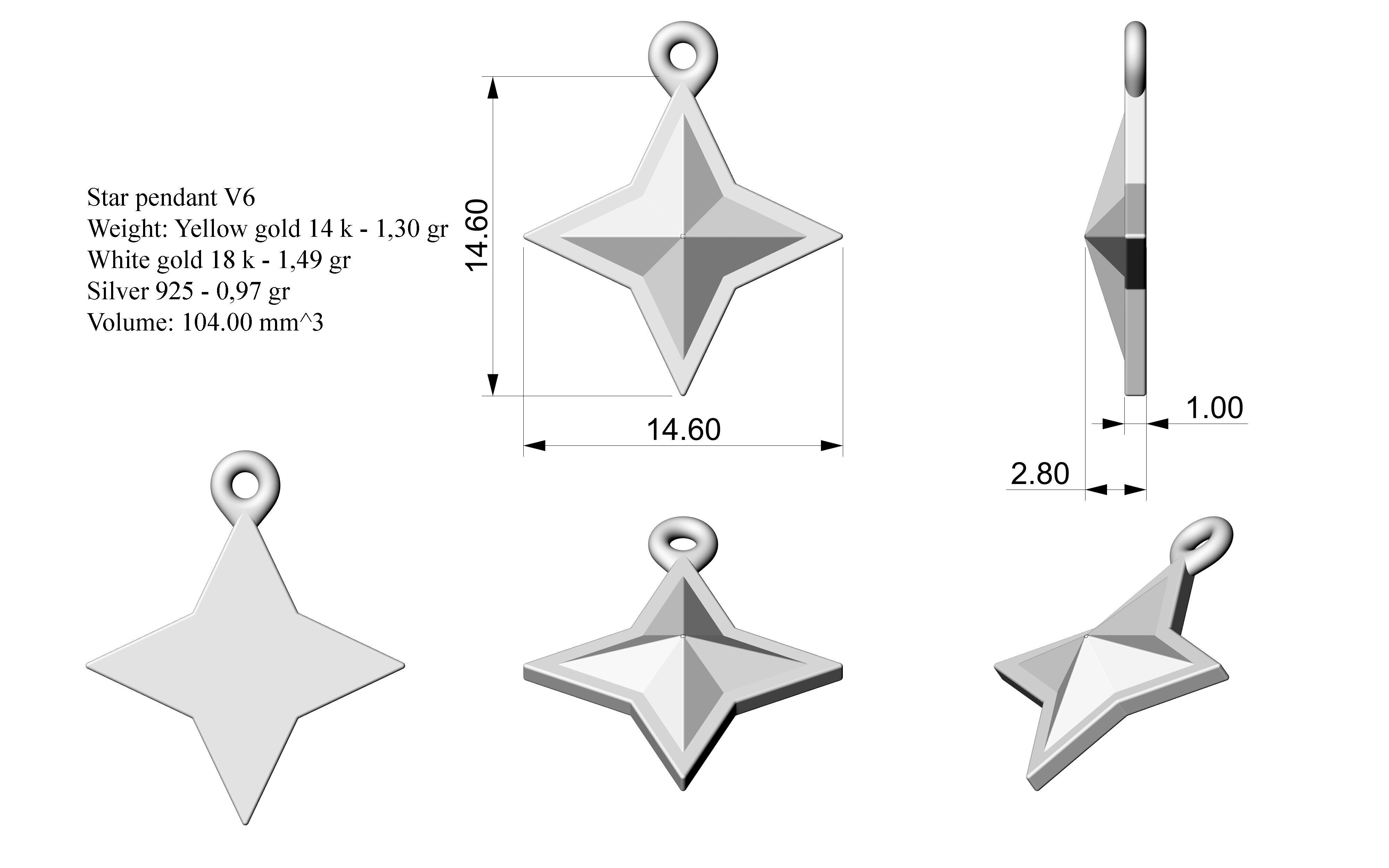 Star pendant V6 3D print model_1