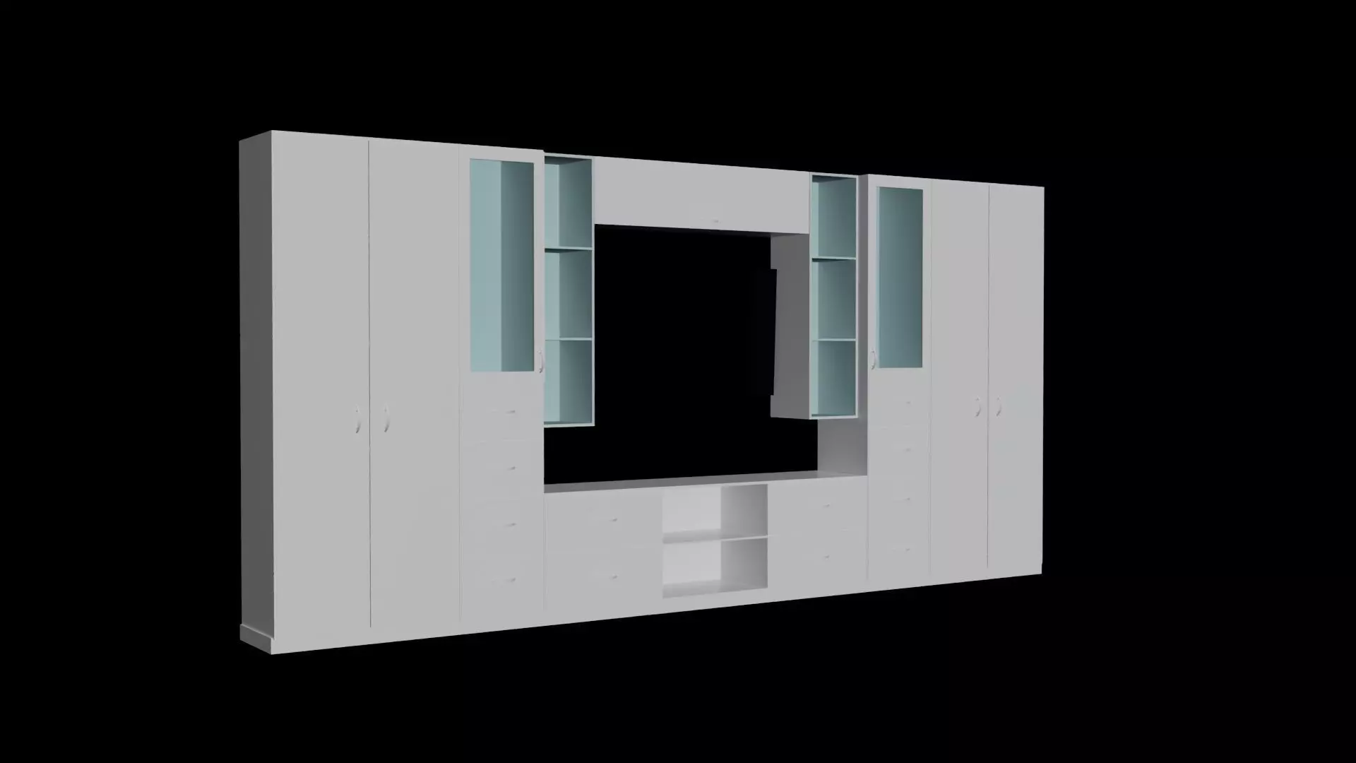 closet Wardrobe with TV Space Free 3D model