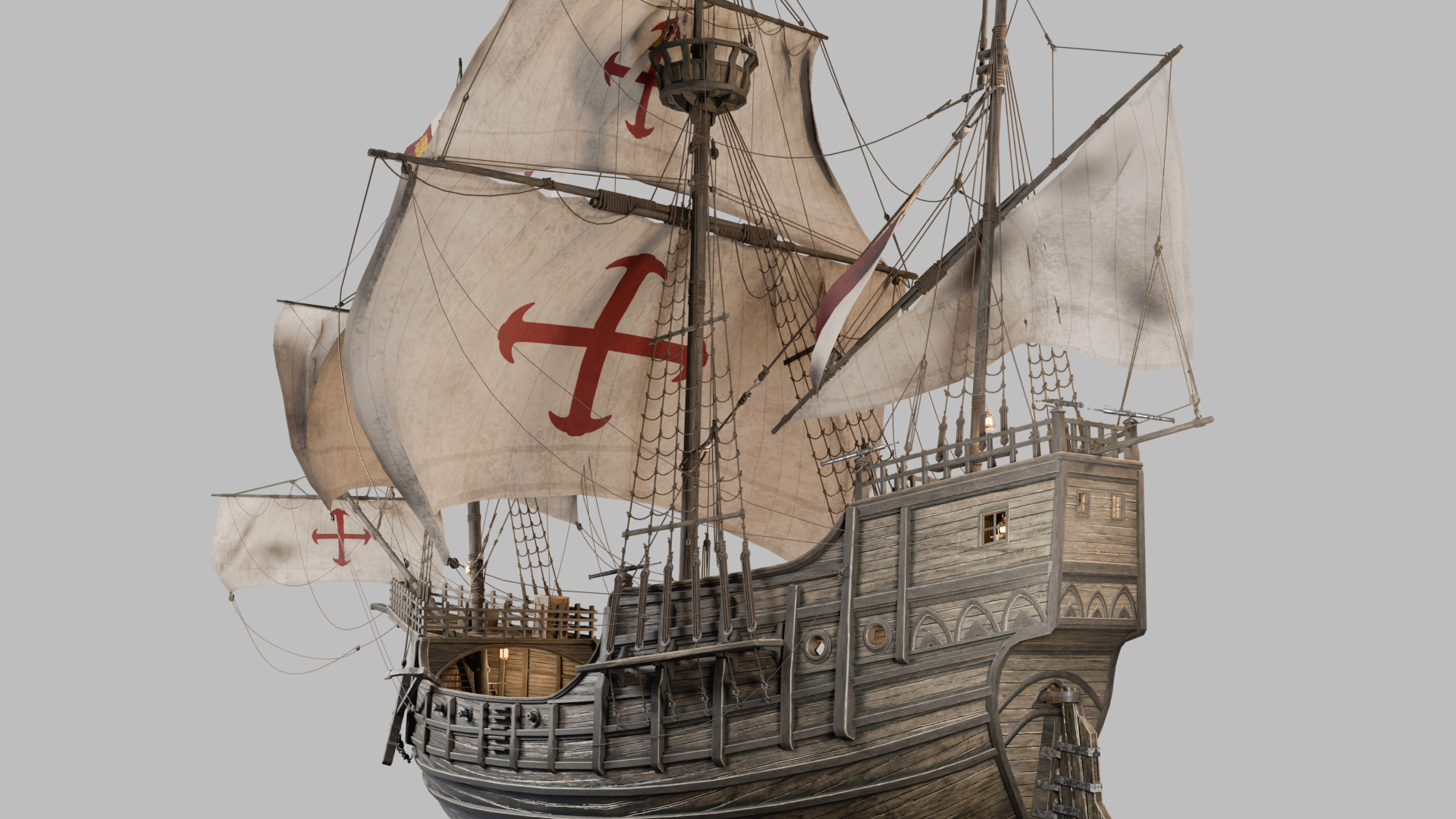 Santa Maria Ship With Fully Detailed Interiors 3D model_13
