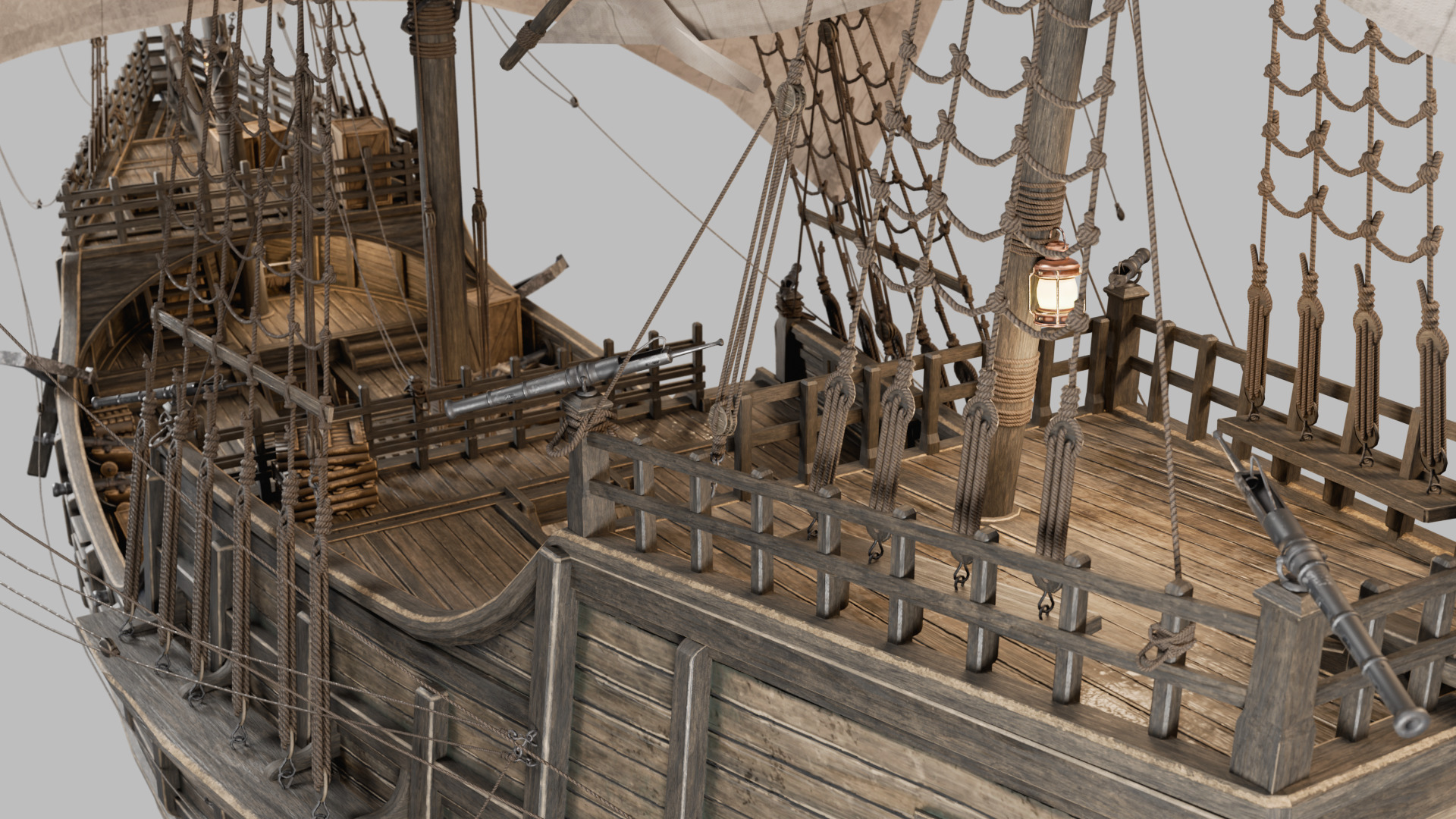 Santa Maria Ship With Fully Detailed Interiors 3D model_11