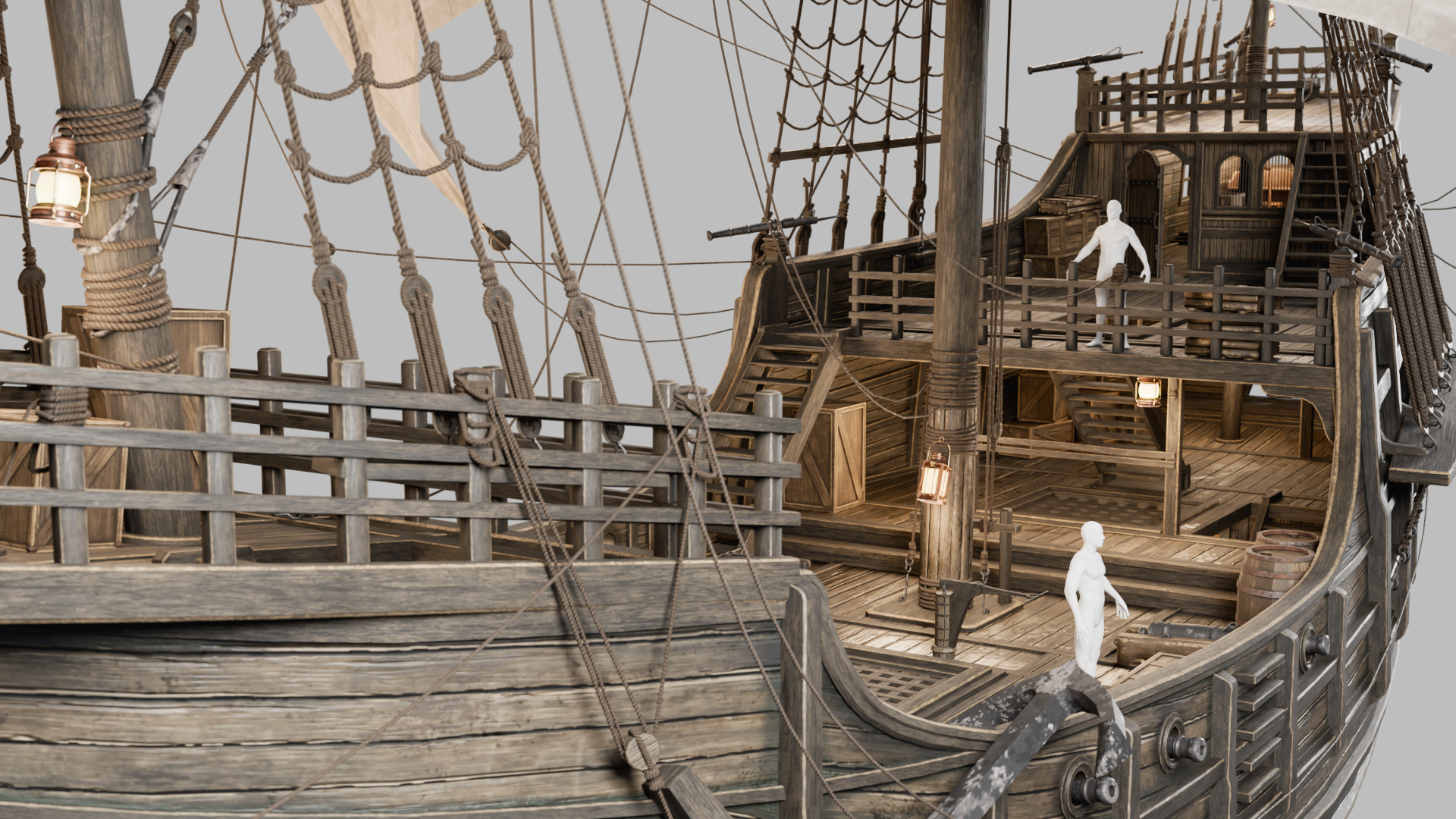 Santa Maria Ship With Fully Detailed Interiors 3D model_10
