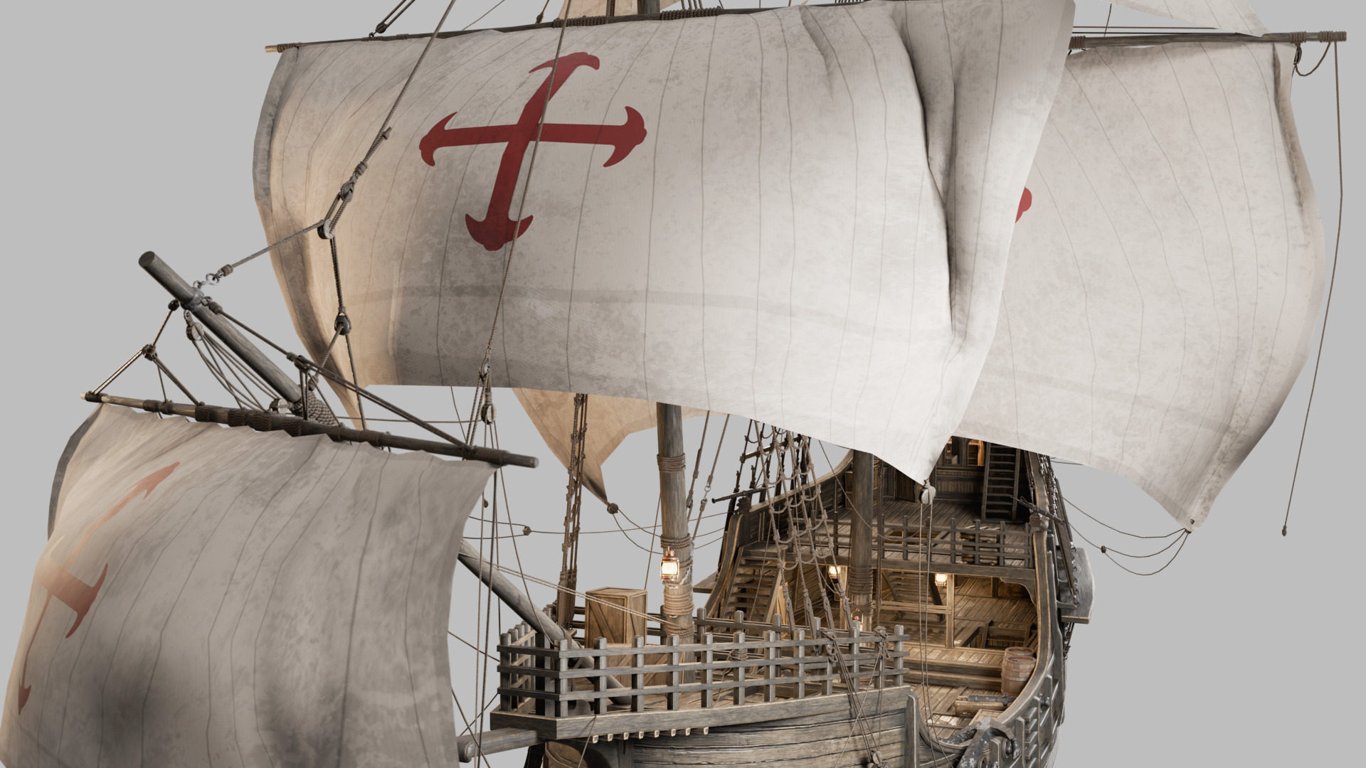 Santa Maria Ship With Fully Detailed Interiors 3D model_12