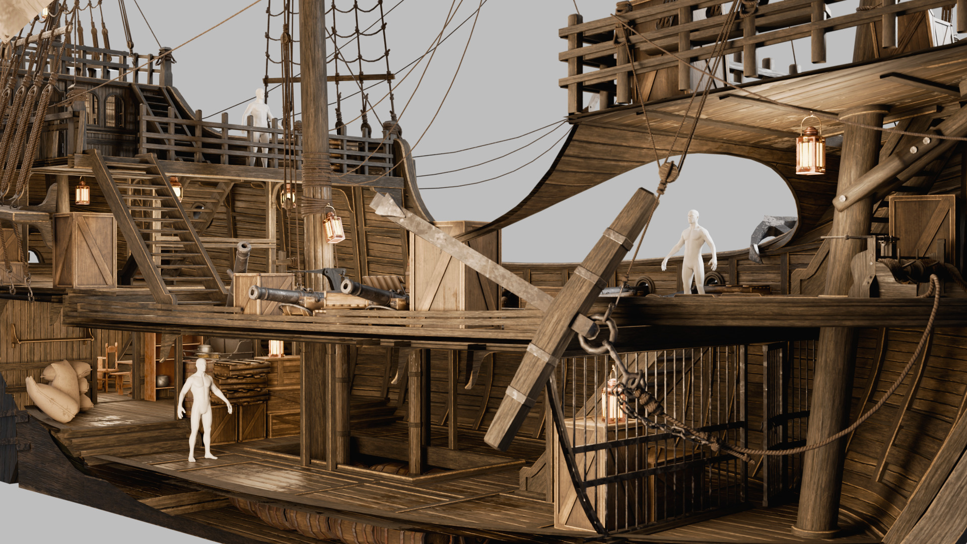 Santa Maria Ship With Fully Detailed Interiors 3D model_4