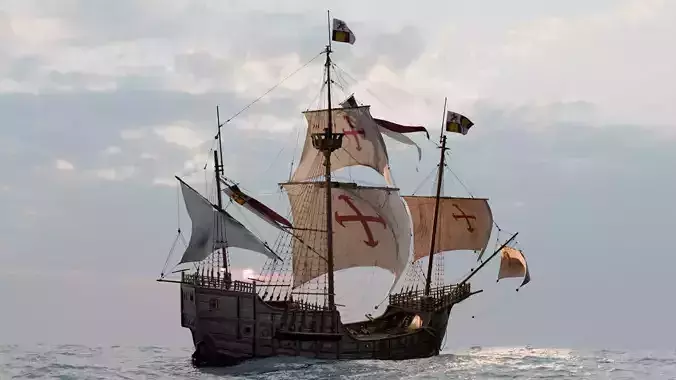 Santa Maria Ship With Fully Detailed Interiors 3D model