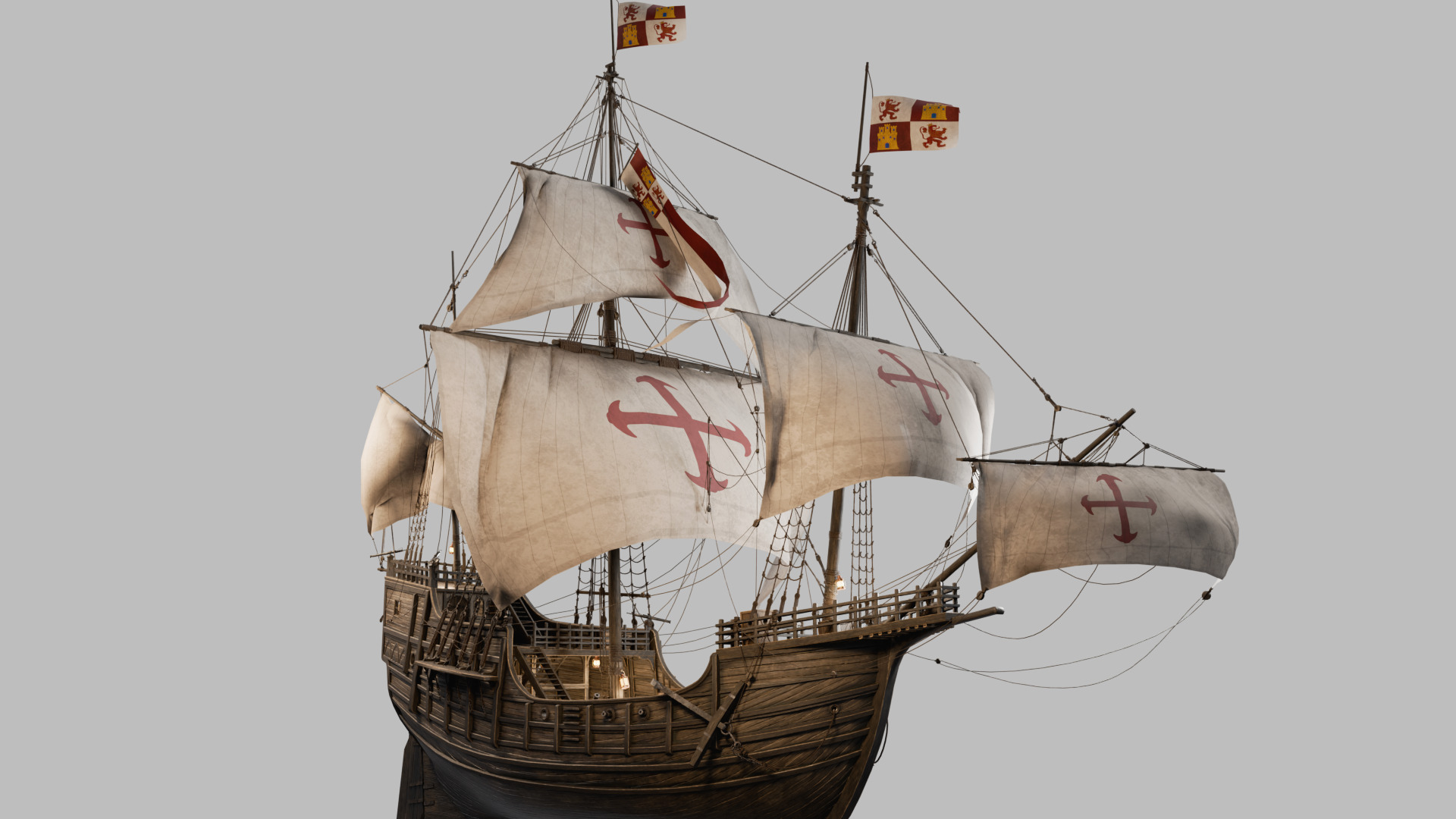 Santa Maria Ship With Fully Detailed Interiors 3D model_14