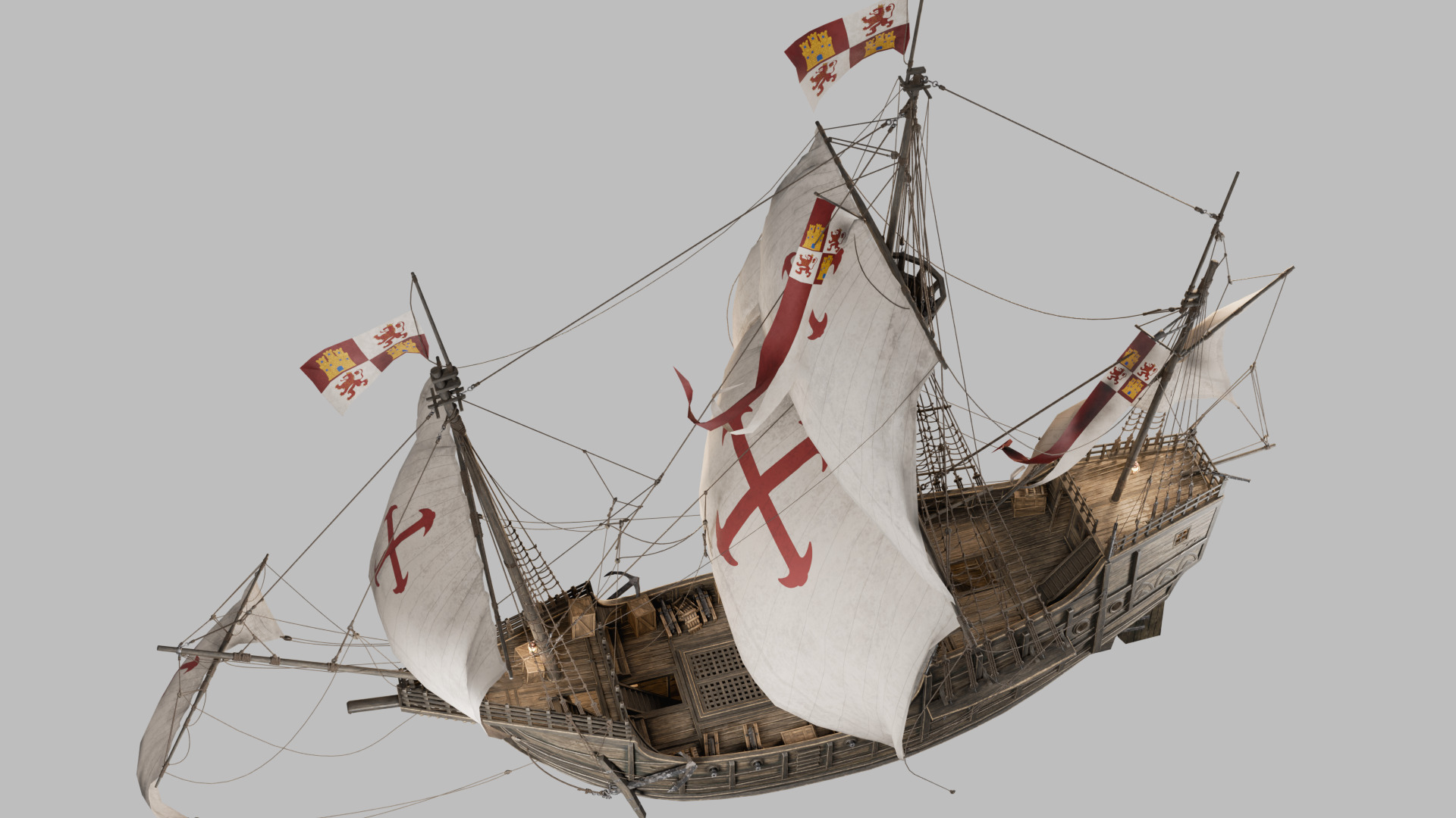 Santa Maria Ship With Fully Detailed Interiors 3D model_16