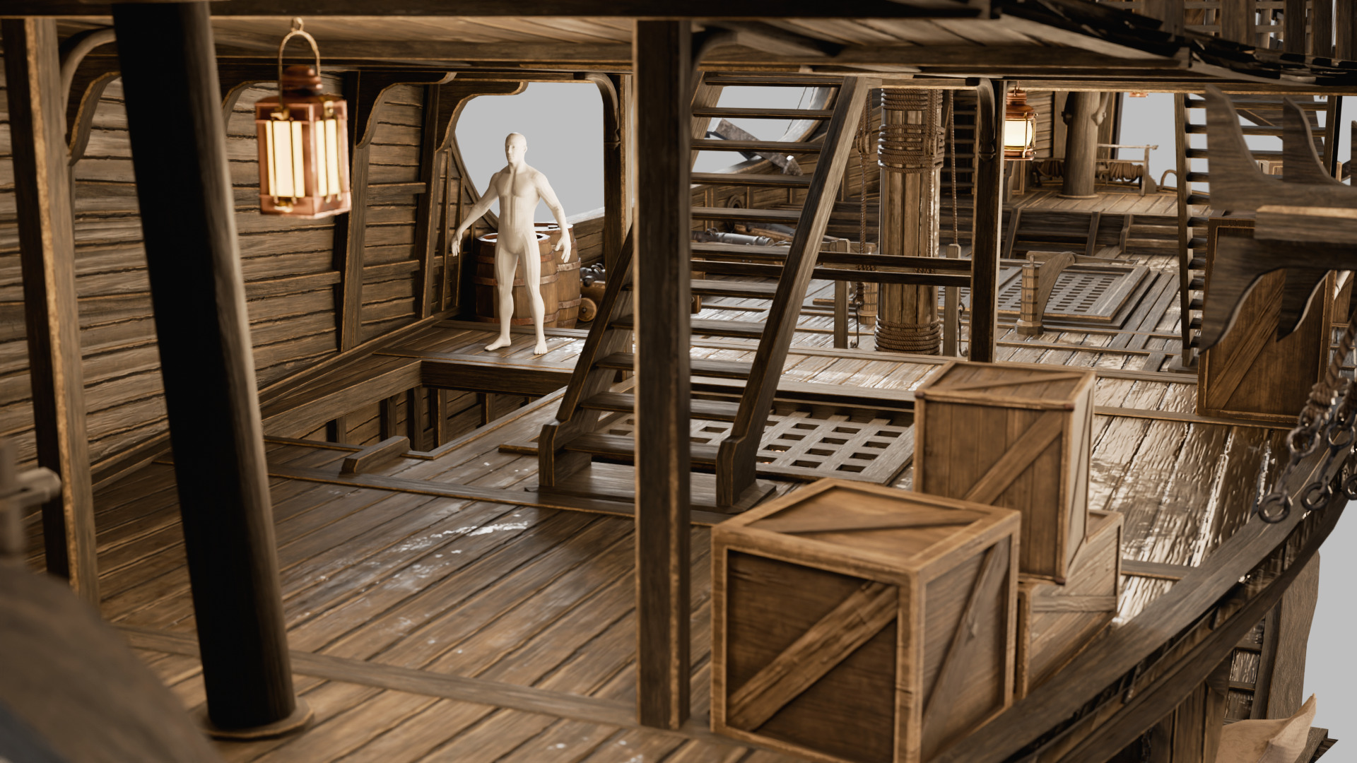 Santa Maria Ship With Fully Detailed Interiors 3D model_5