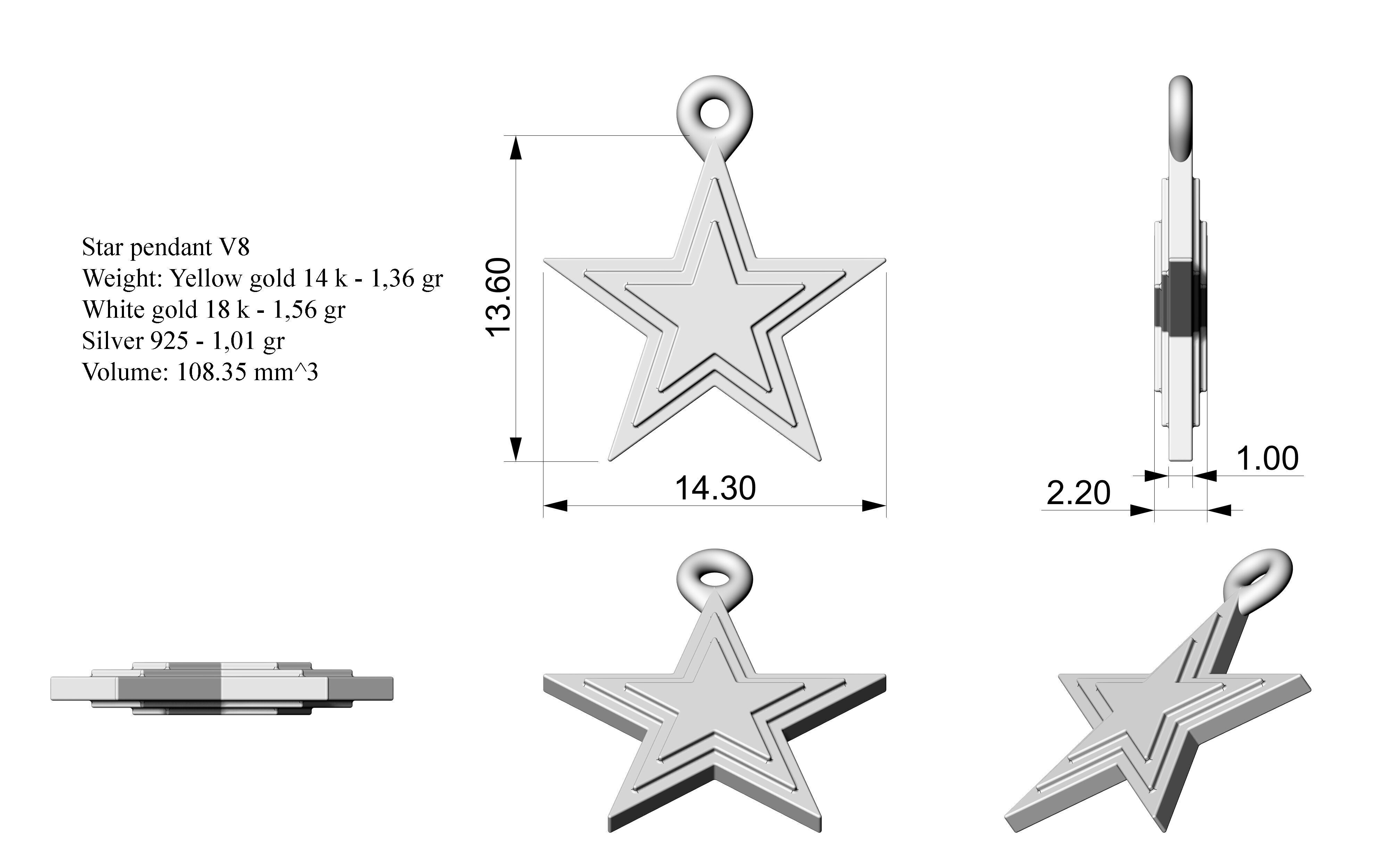 Star pendant V8 3D print model_1