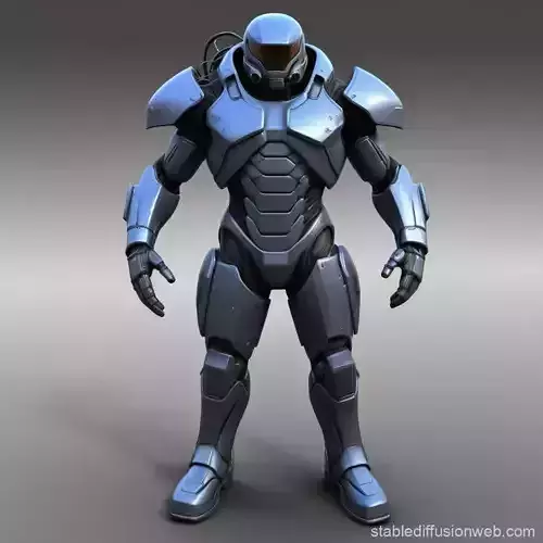 Futuristic armored exosuit soldier