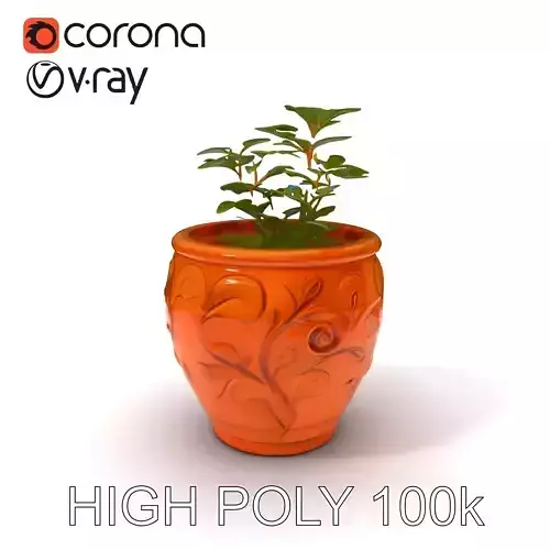 Decorative Plant Pot with Foliage Model Pack